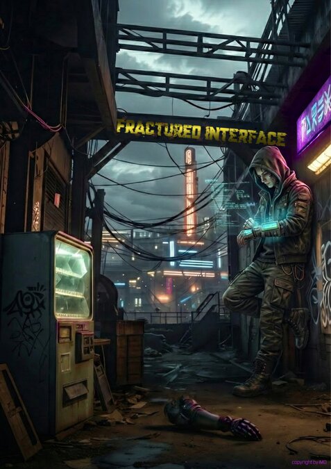 Ankündigung im neonbeleuchteten Cyberpunk-Stadtbild